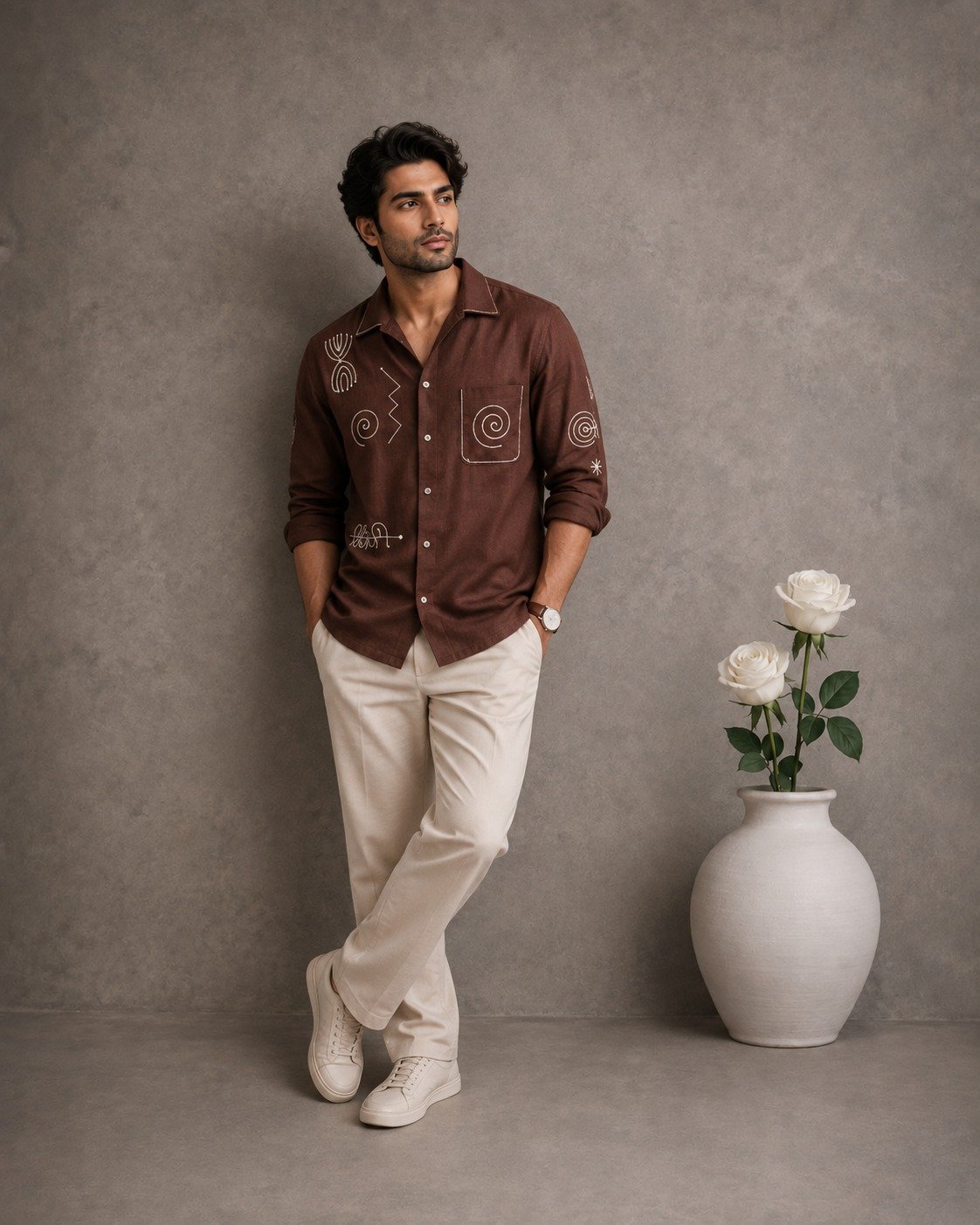Olive Green Casual Cotton Shirt
